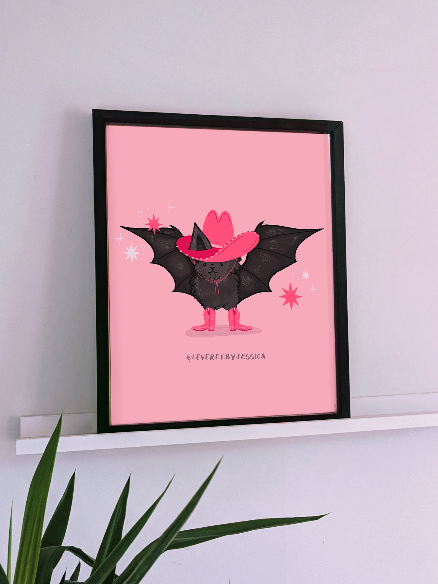 Spooky Western Bat Personalised Custom Doodle Style Print