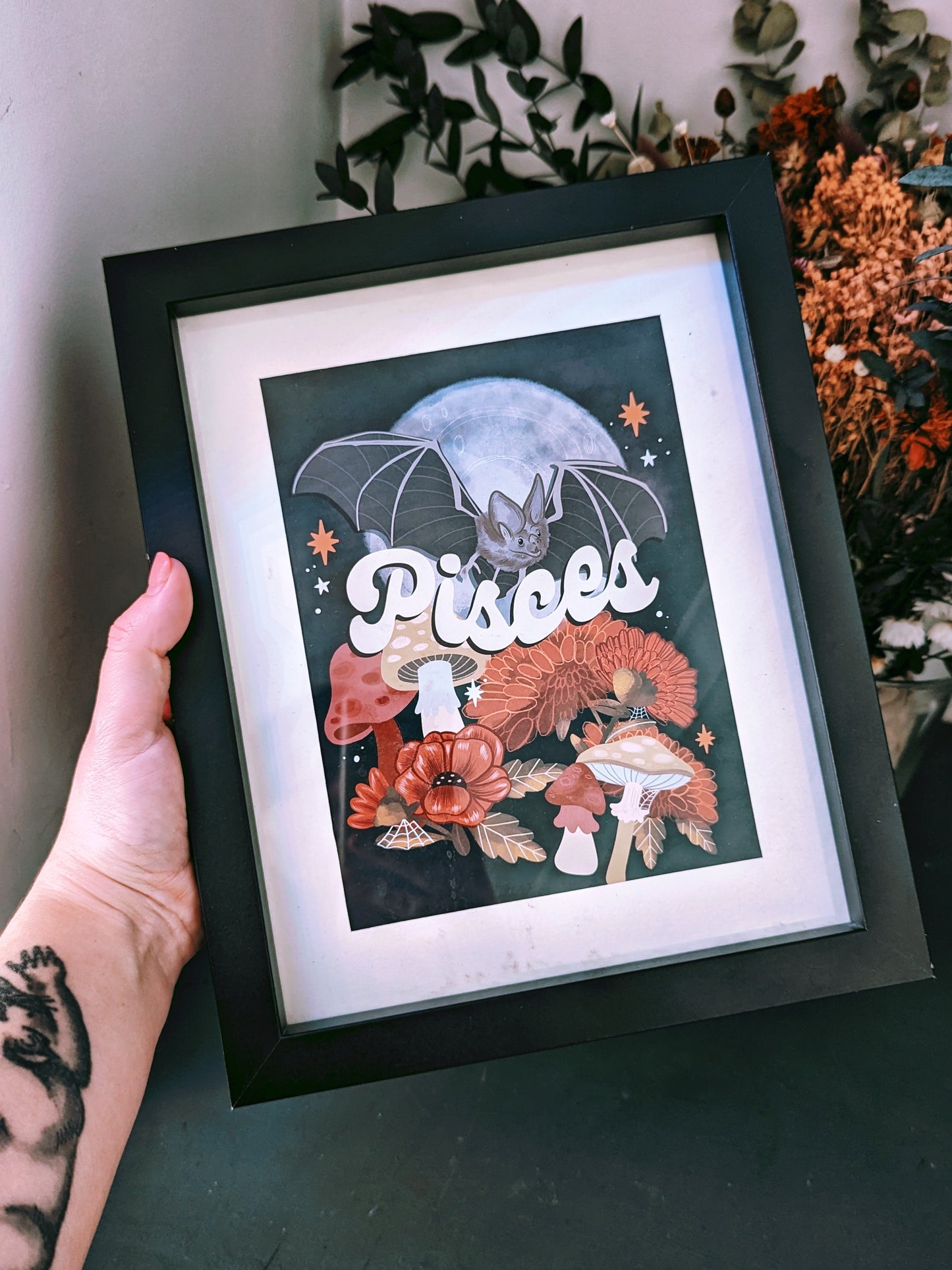 Zodiac/Star Sign Spooky Theme Bat Art Print ~ All signs available