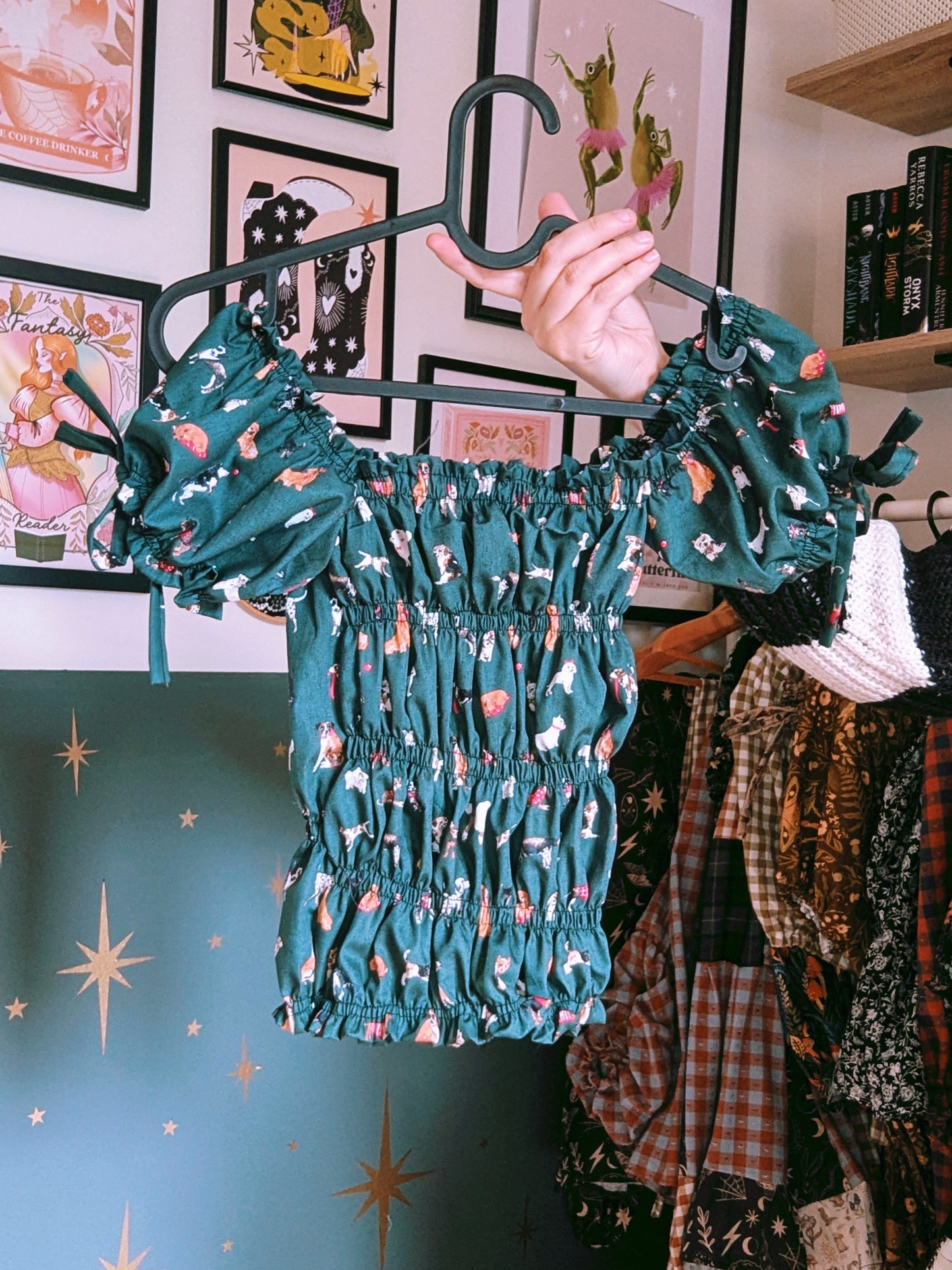 Premade Dog Print 2 Piece Dress Set