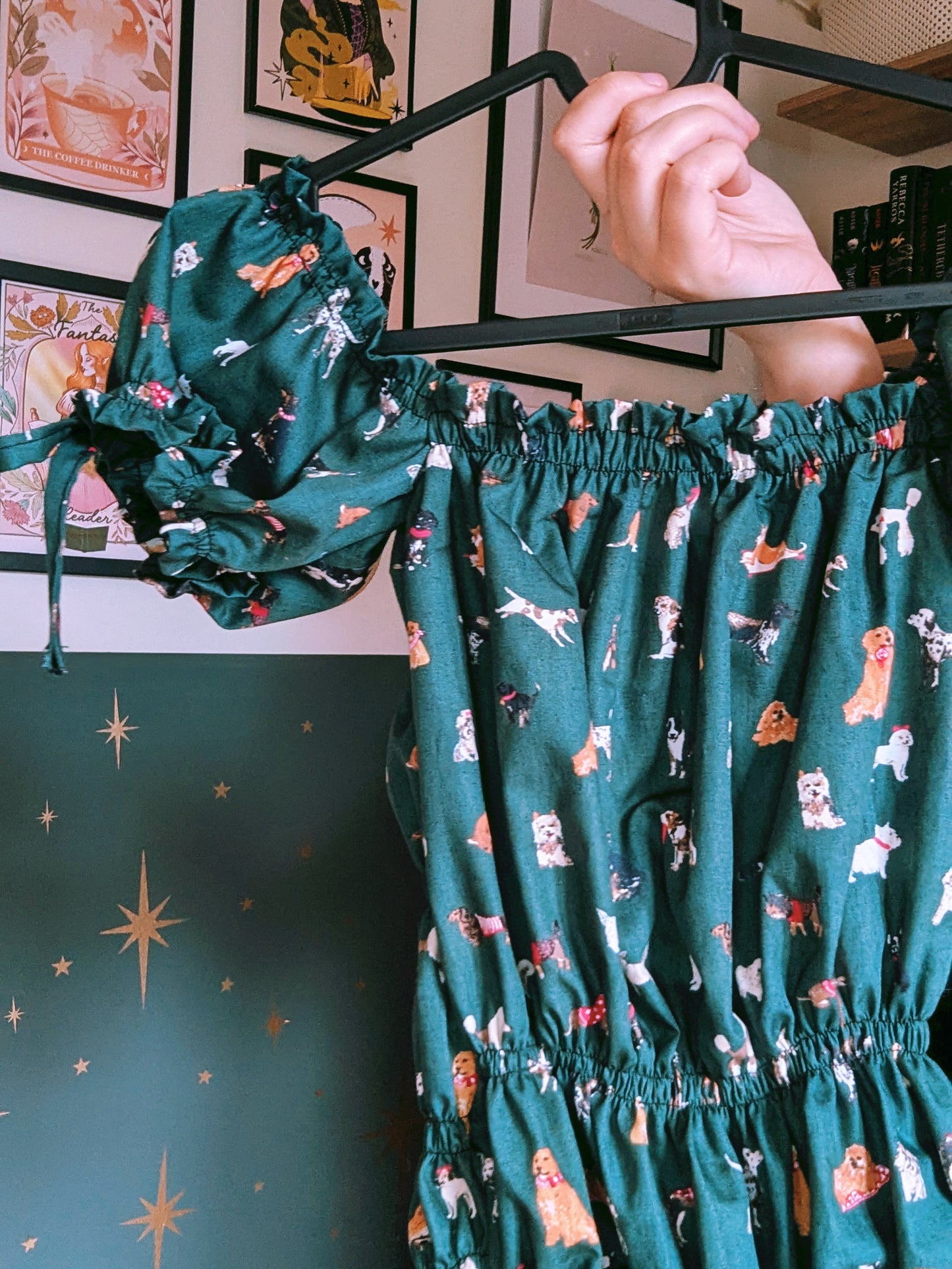 Premade Dog Print 2 Piece Dress Set