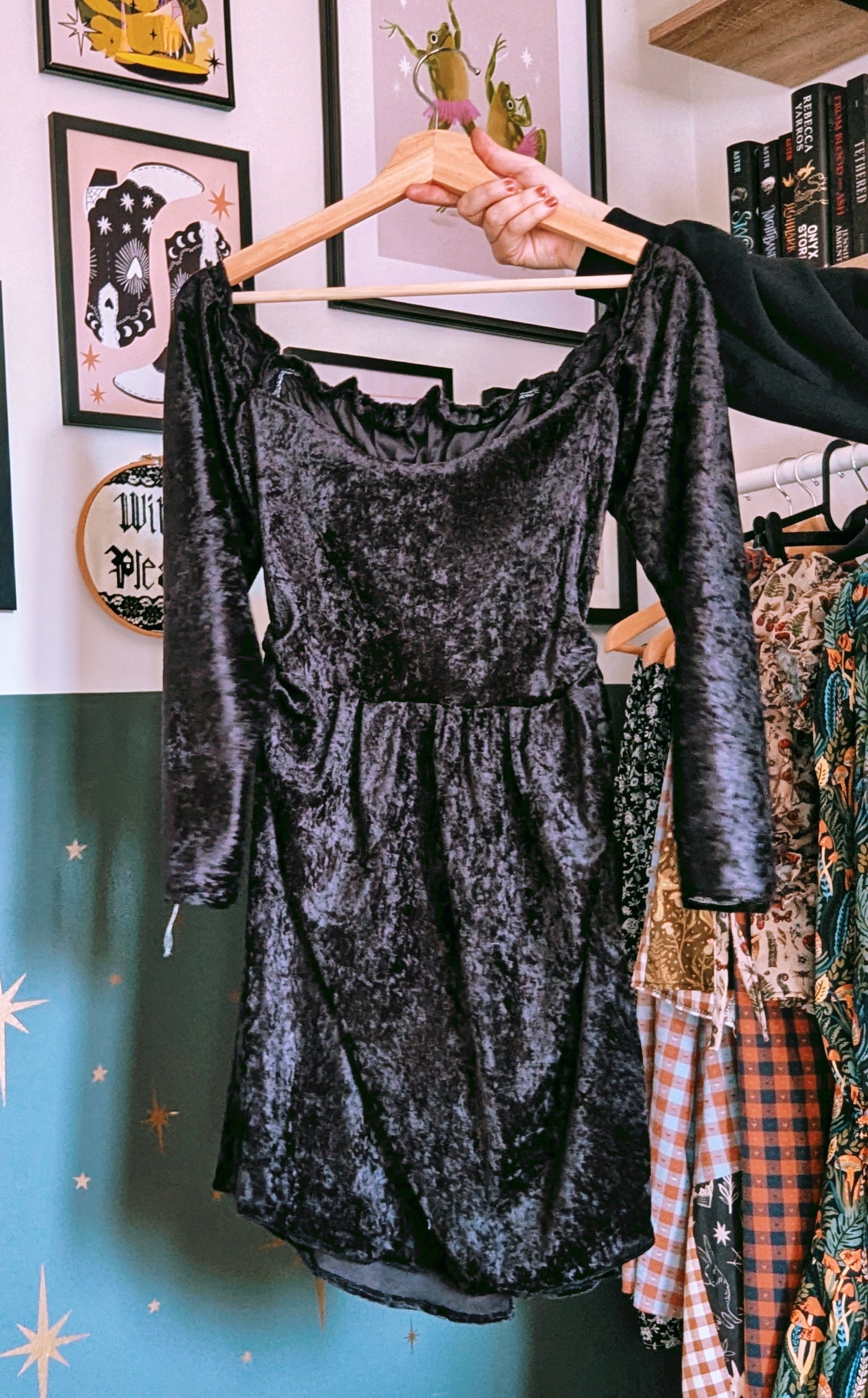 Premade velvet black mini dress