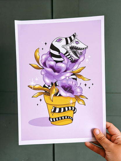 Beetlejuice Sandworm Flowerpot Art Print