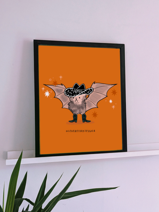 Western Spooky Bat Art Print