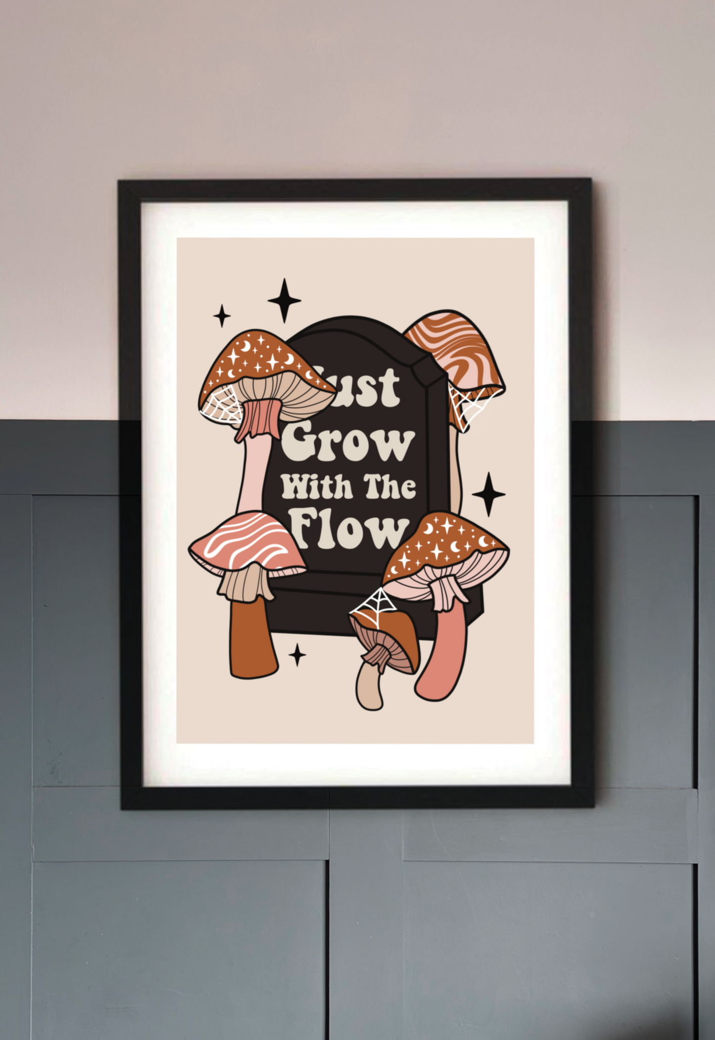 Grow with the Flow Gravestone Positive Affirmations Art Print