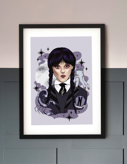 Wednesday Addams Nevermore Art Print