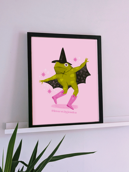 Witchy Pink Cowboy Toad Art Print