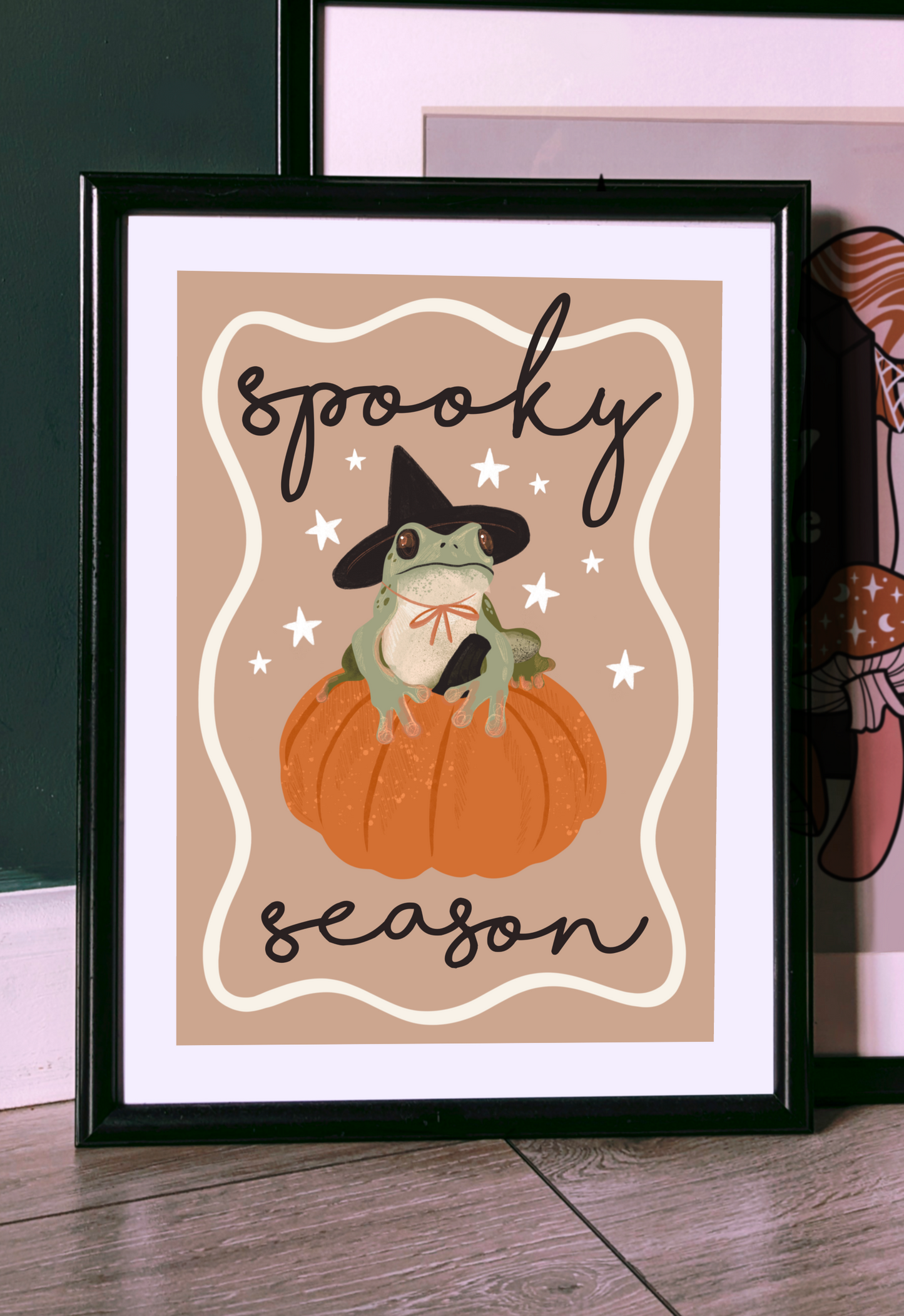 Spooky Season Pumpkin Frog Art Print ~ Autumnal Collection