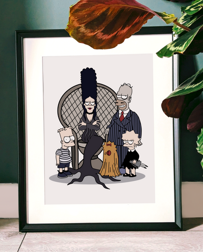 Simpsons Addams Family Crossover Art Print