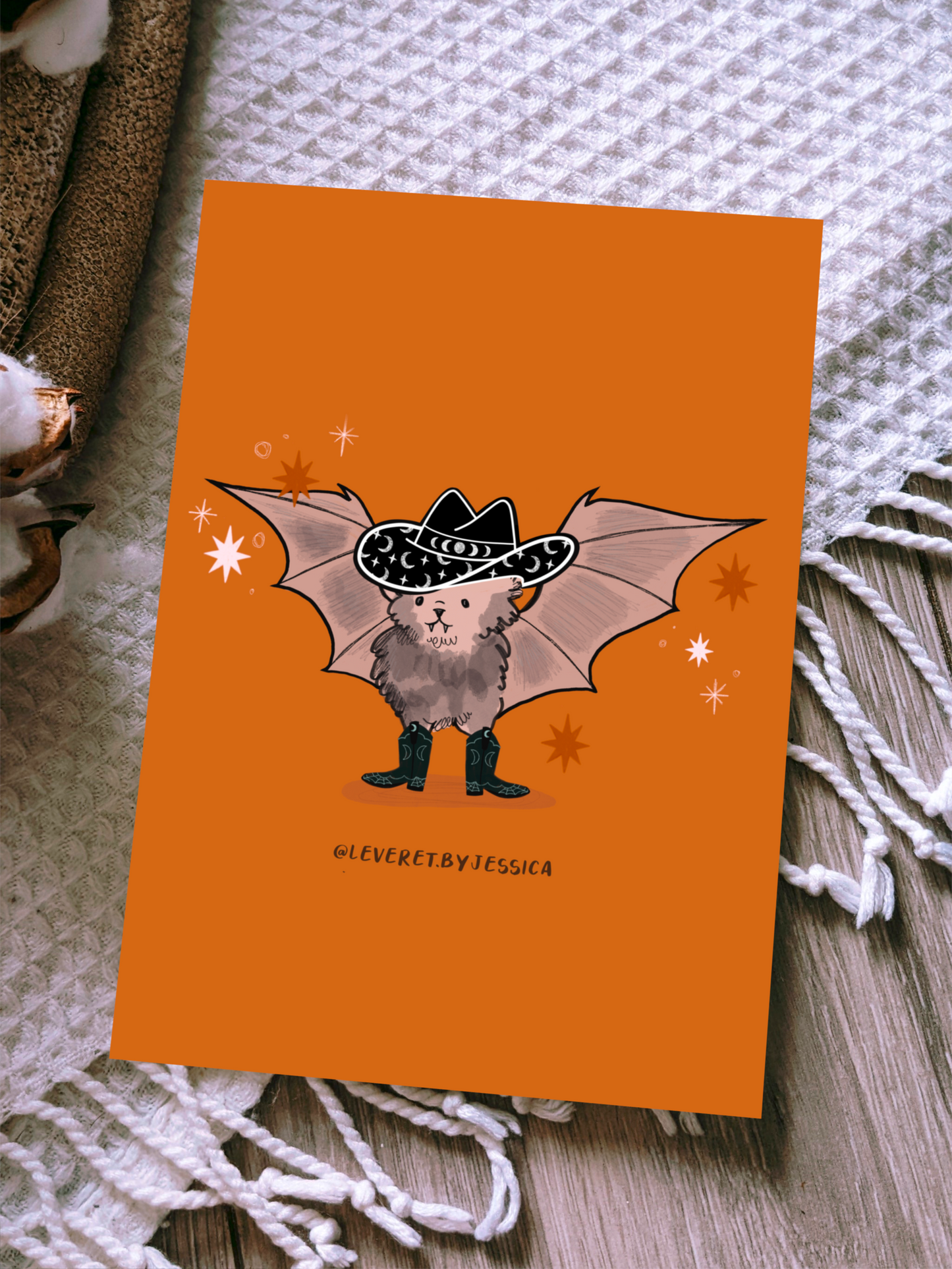 Western Spooky Bat Art Print