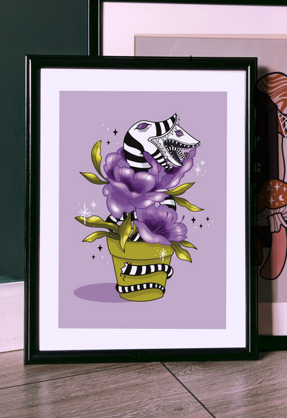 Beetlejuice Sandworm Flowerpot Art Print