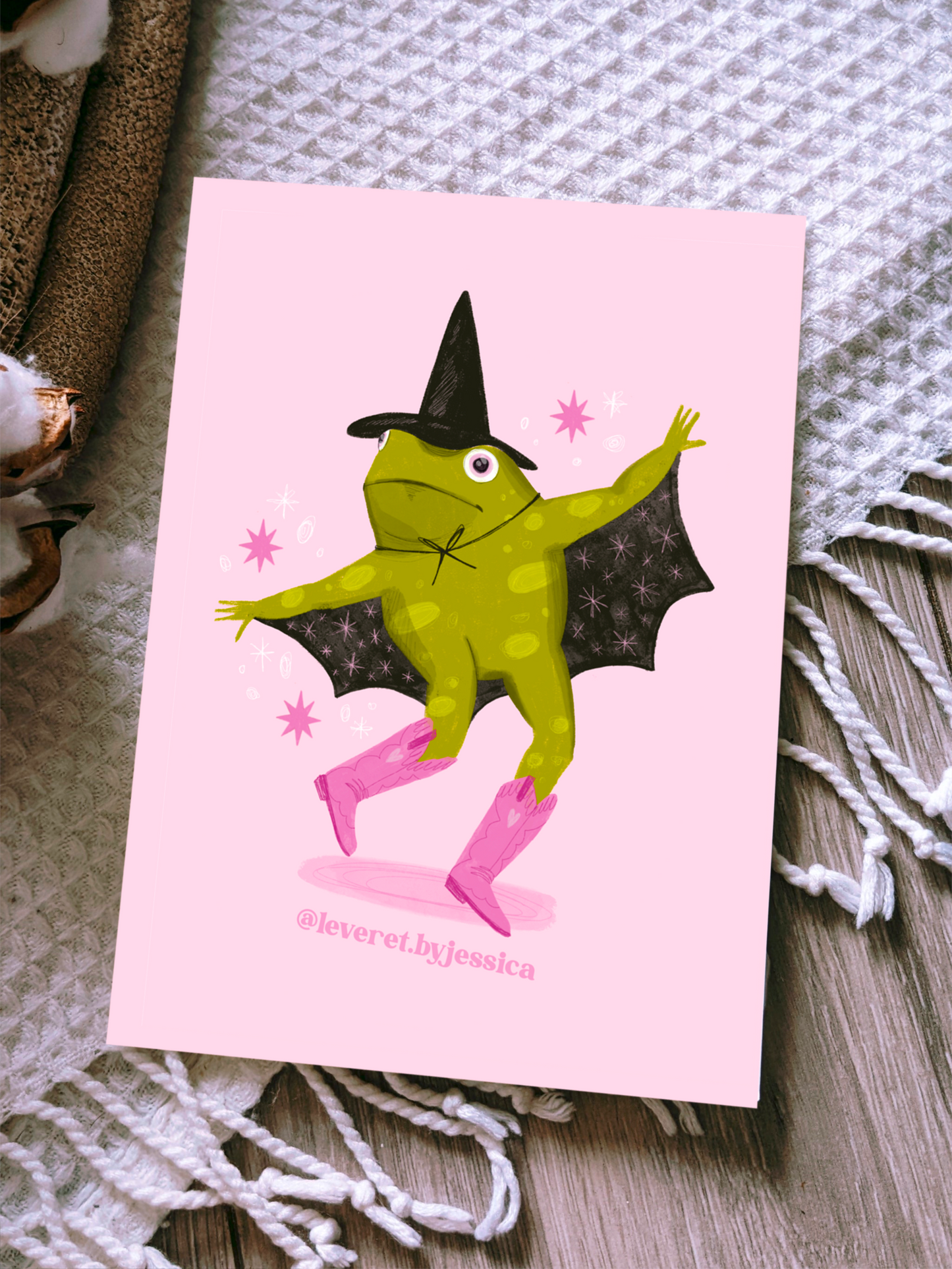 Witchy Pink Cowboy Toad Art Print