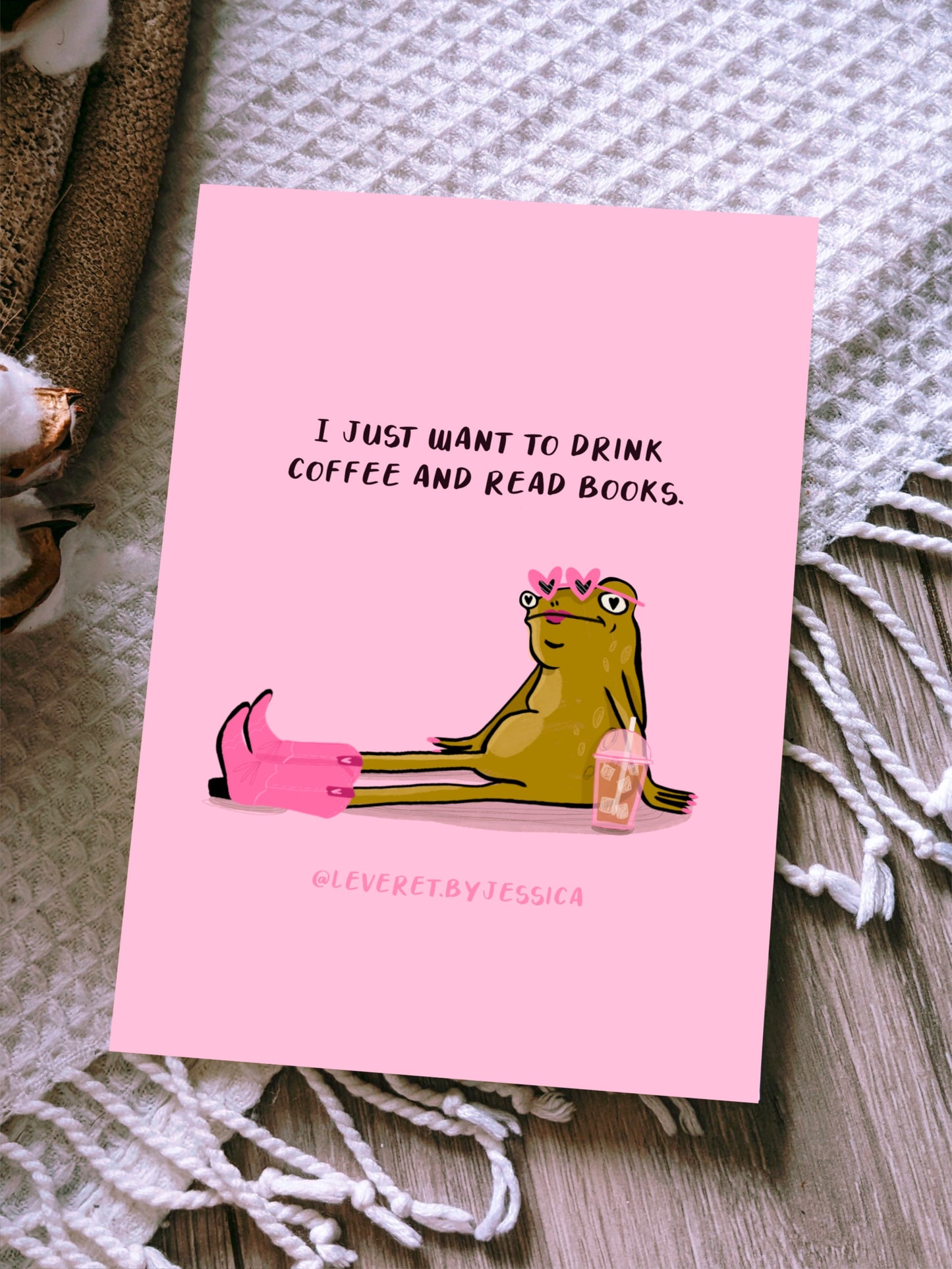 Coffee & Books Frog Art Print