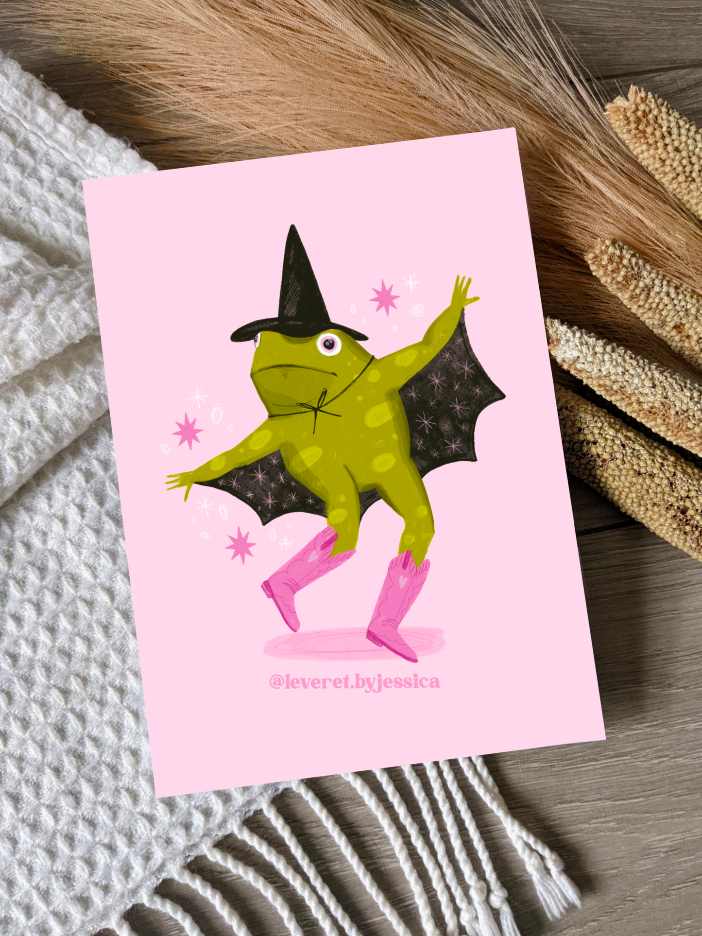 Witchy Pink Cowboy Toad Art Print