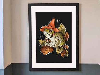 Witchy Woodland Toad Art Print