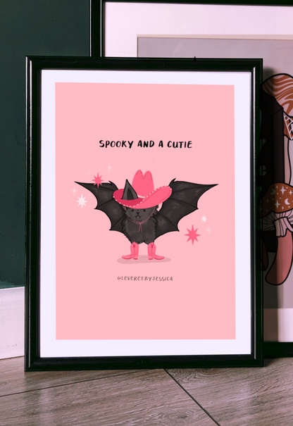 Spooky Western Bat Personalised Custom Doodle Style Print