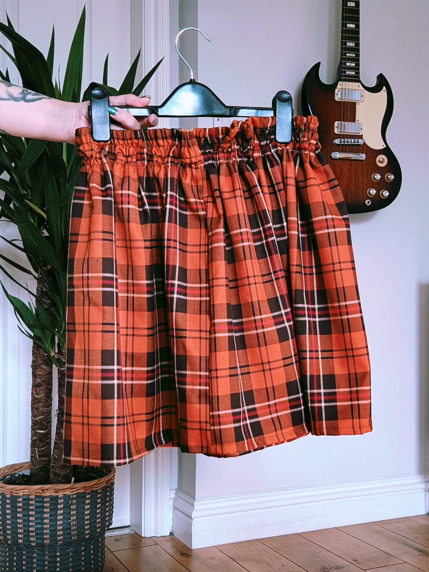 Premade Tartan Elastic Mini Skirt