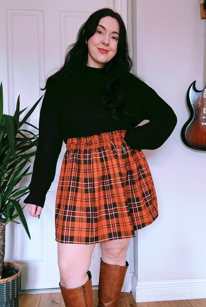 Premade Tartan Elastic Mini Skirt