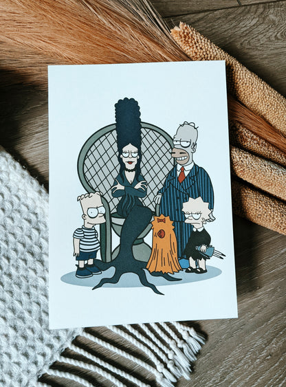 Simpsons Addams Family Crossover Art Print