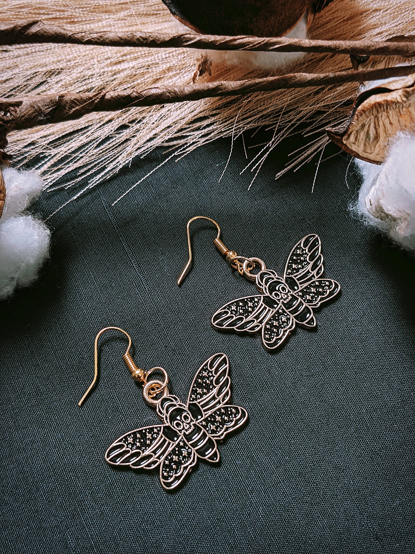 Death Moth Gold Earrings