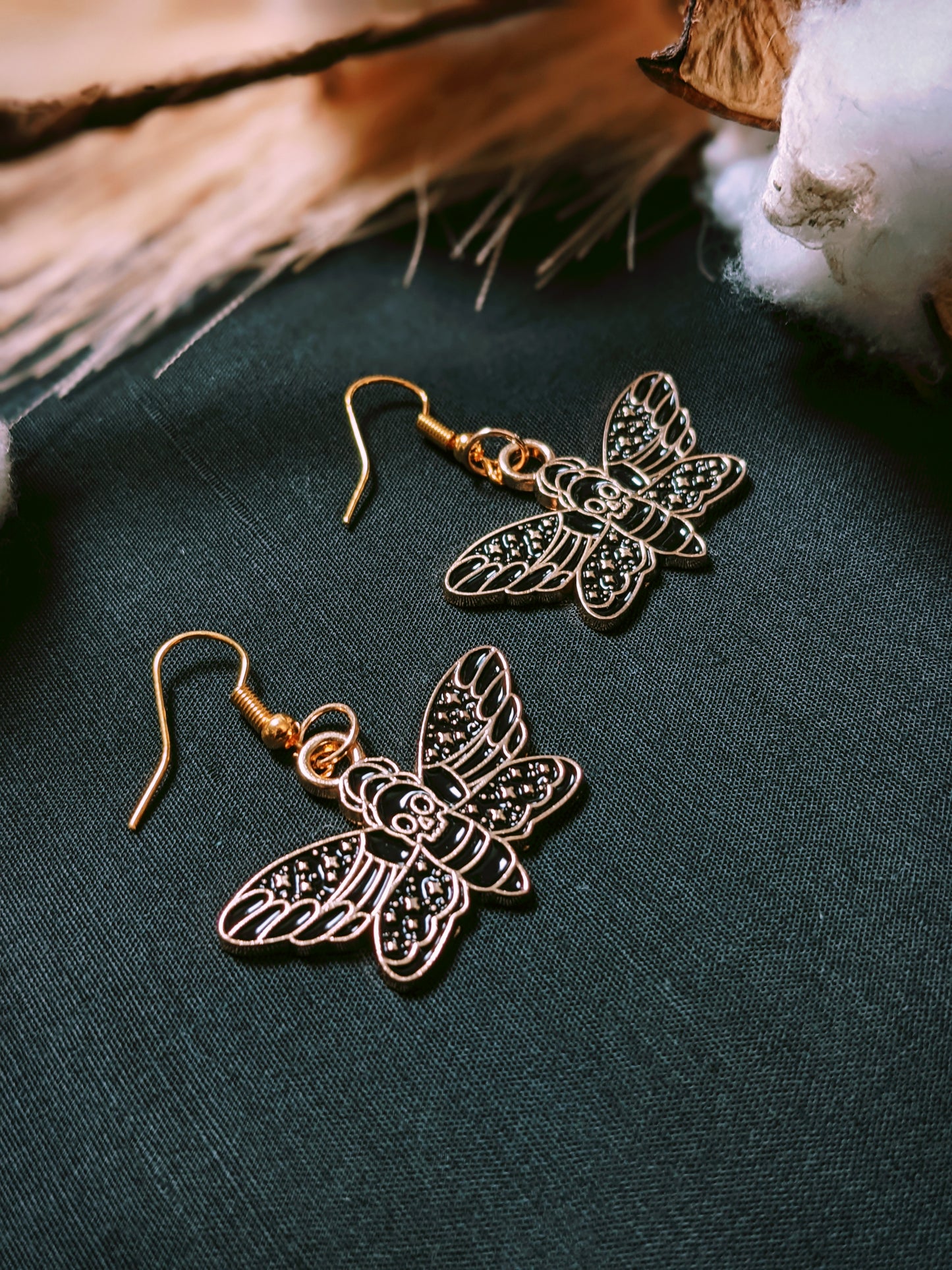 Death Moth Gold Earrings