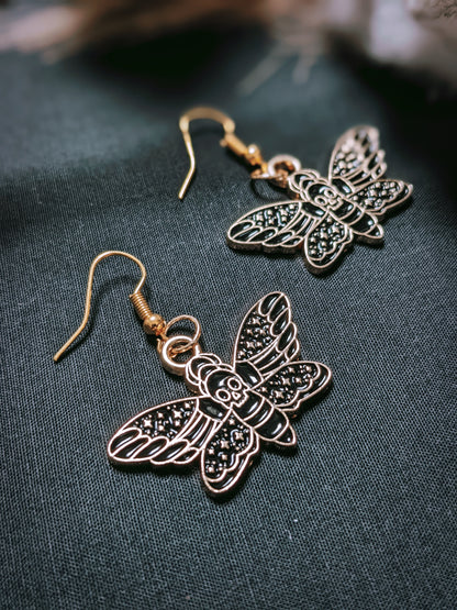 Death Moth Gold Earrings