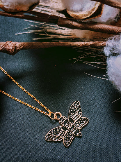 Gold Death Moth Necklace