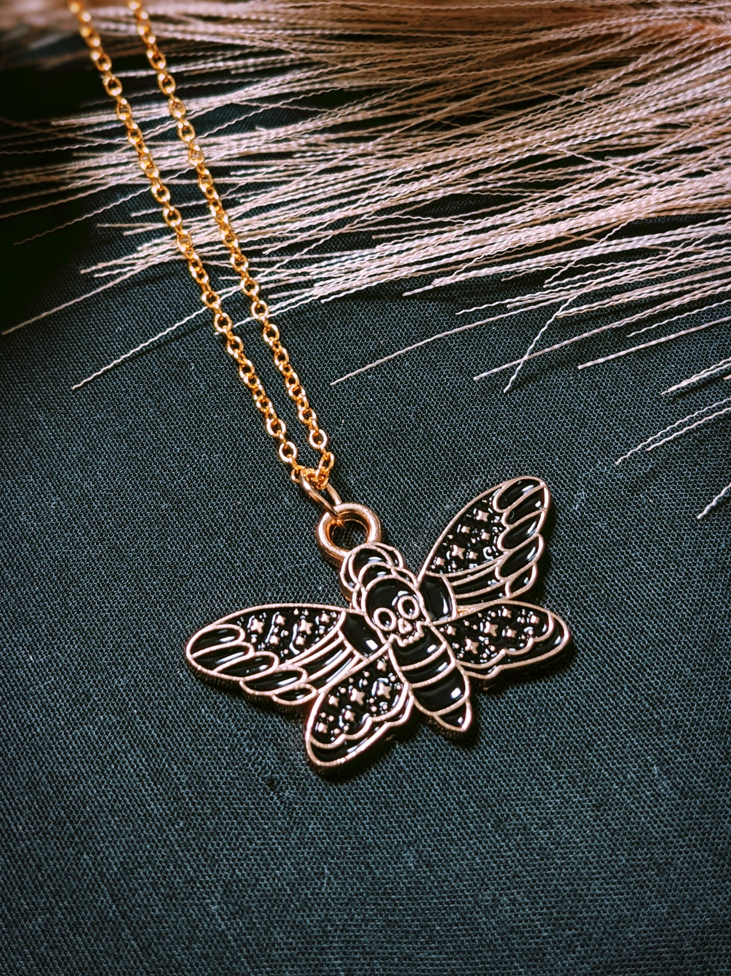 Gold Death Moth Necklace