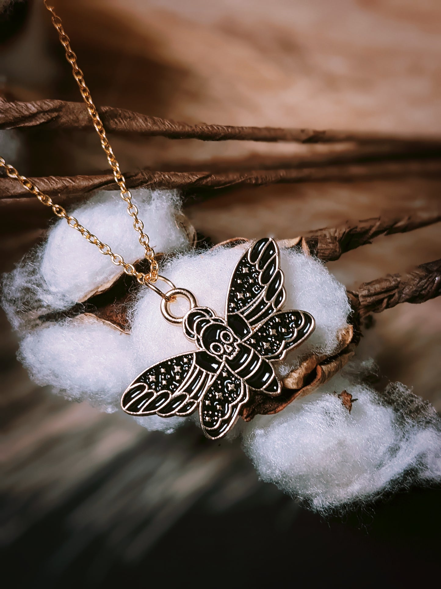 Gold Death Moth Necklace