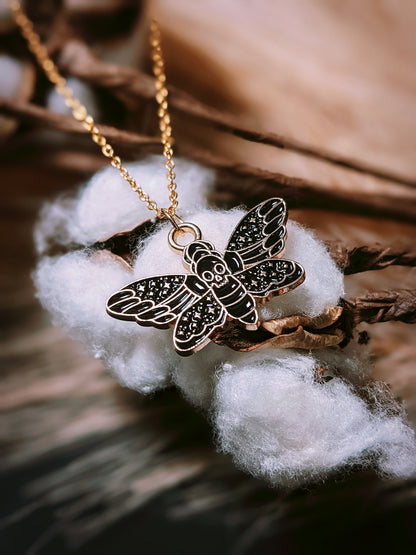 Gold Death Moth Necklace