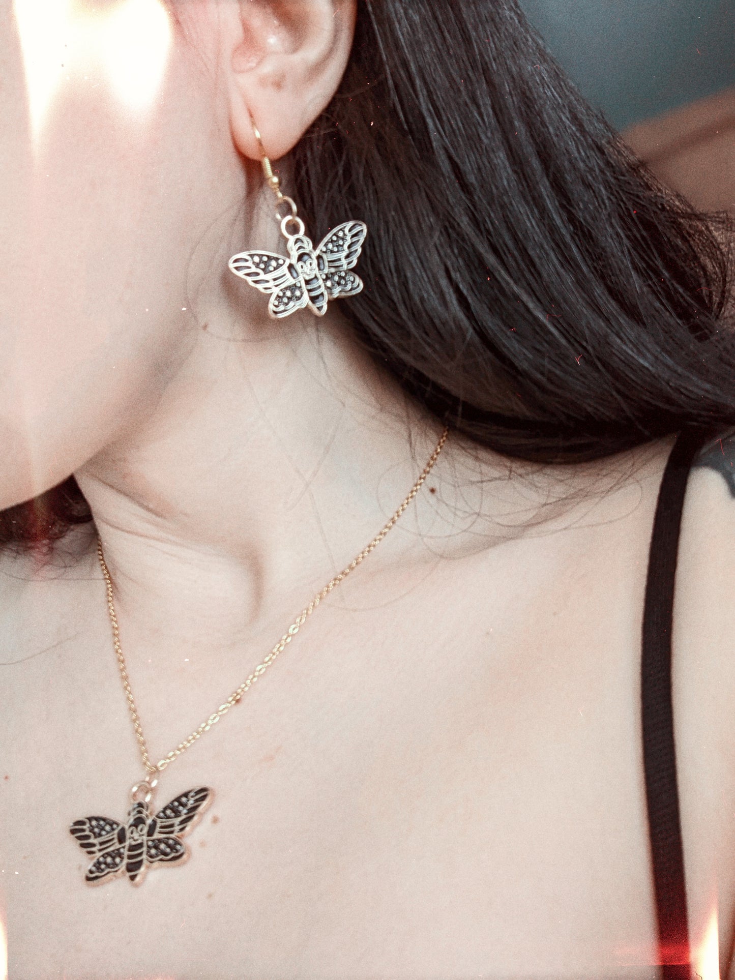 Gold Death Moth Necklace