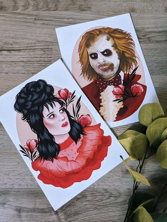 Lydia & Beetlejuice Art Prints